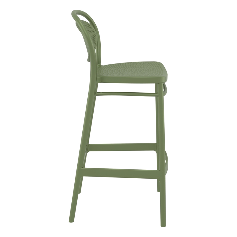Home Square Contemporary Resin Bar Stool in Olive Green - Set of 2