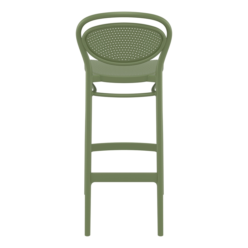 Home Square Contemporary Resin Bar Stool in Olive Green - Set of 2