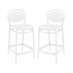 Home Square Indoor Outdoor Counter in Stool White - Set of 2