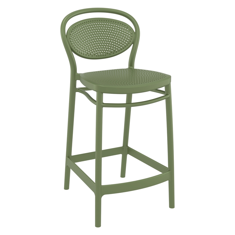 Home Square Indoor Outdoor Counter Stool in Olive Green - Set of 2