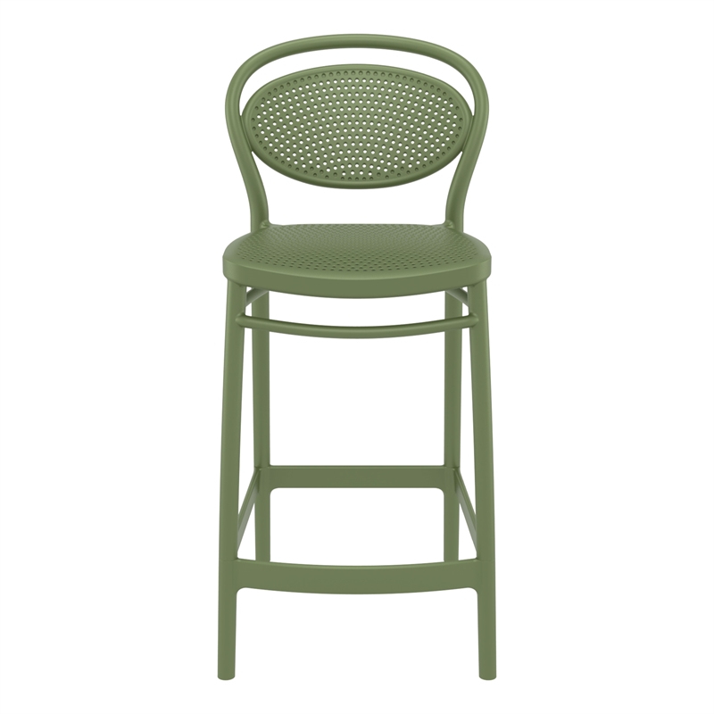 Home Square Indoor Outdoor Counter Stool in Olive Green - Set of 2