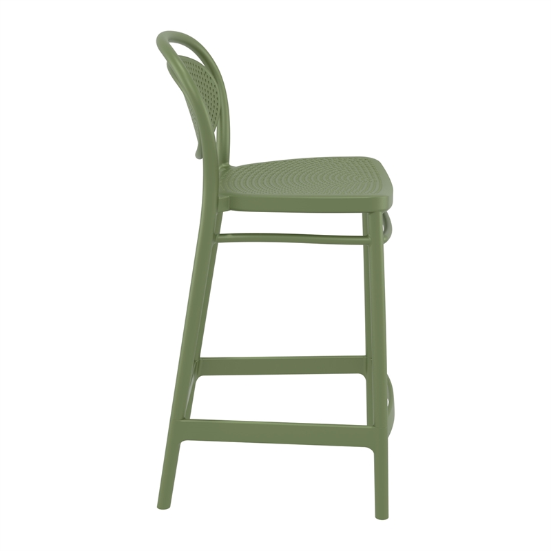 Home Square Indoor Outdoor Counter Stool in Olive Green - Set of 2
