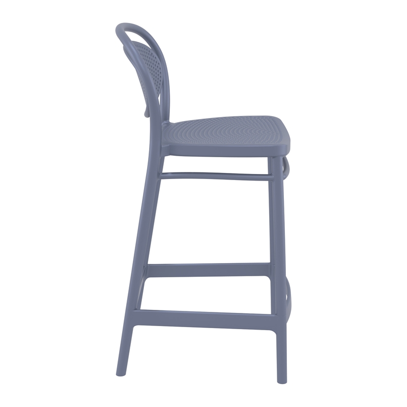Home Square Indoor Outdoor Counter Stool in Dark Gray - Set of 2