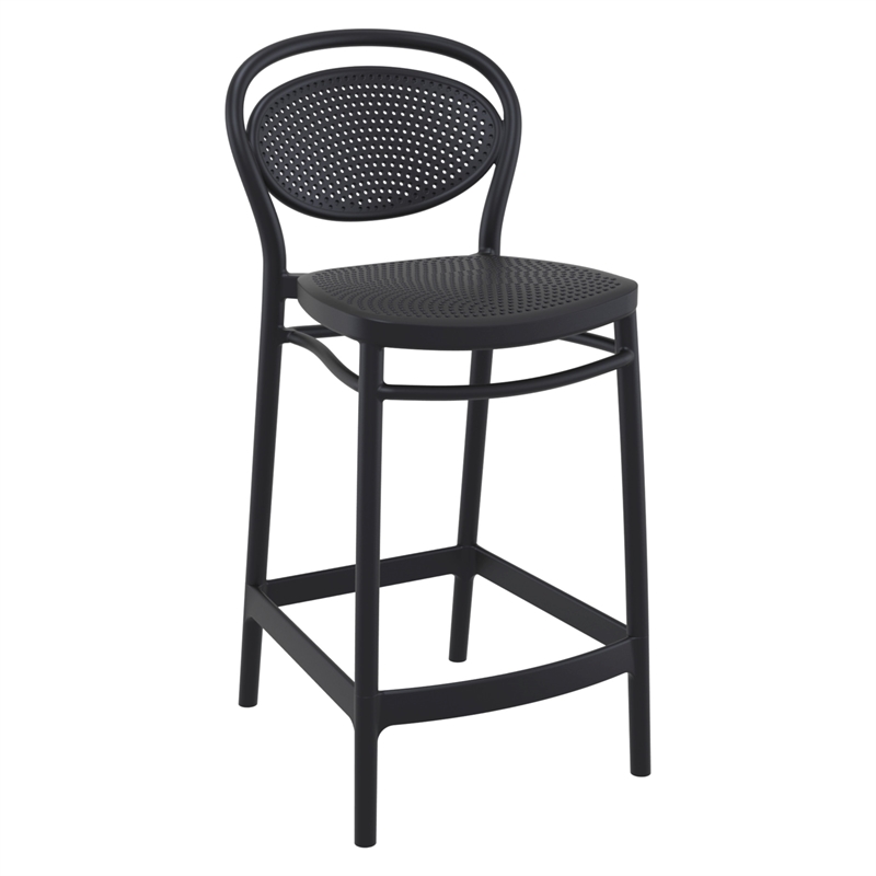 Home Square Indoor Outdoor Counter Stool in Black - Set of 2