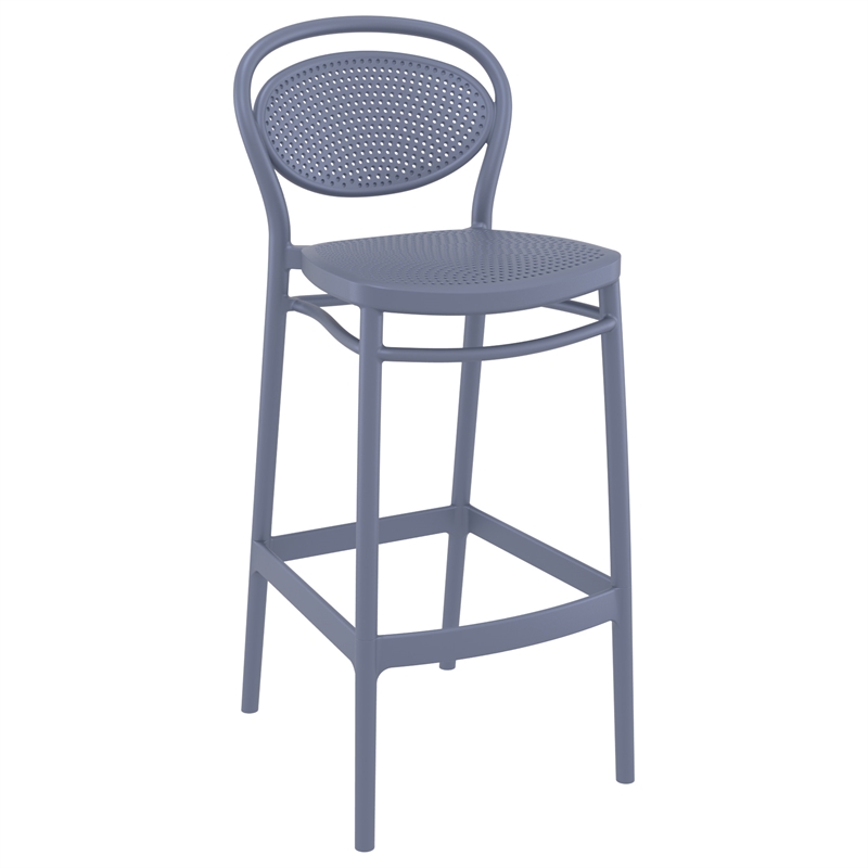 Home Square Indoor Outdoor Bar Stool in Dark Gray - Set of 2