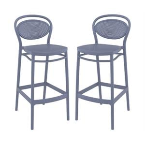 Home Square Indoor Outdoor Bar Stool in Dark Gray - Set of 2