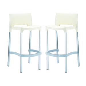 Home Square 29.5&quot Outdoor Bar Stool in Beige Finish - Set of 2