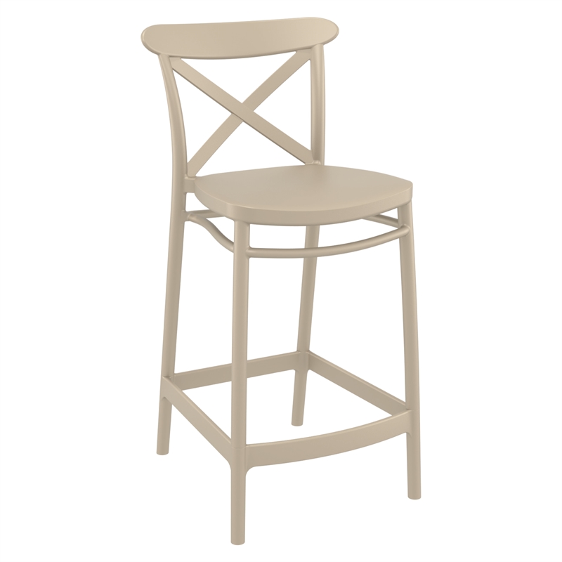 Home Square Cross Indoor Outdoor Counter Stool in Taupe - Set of 2