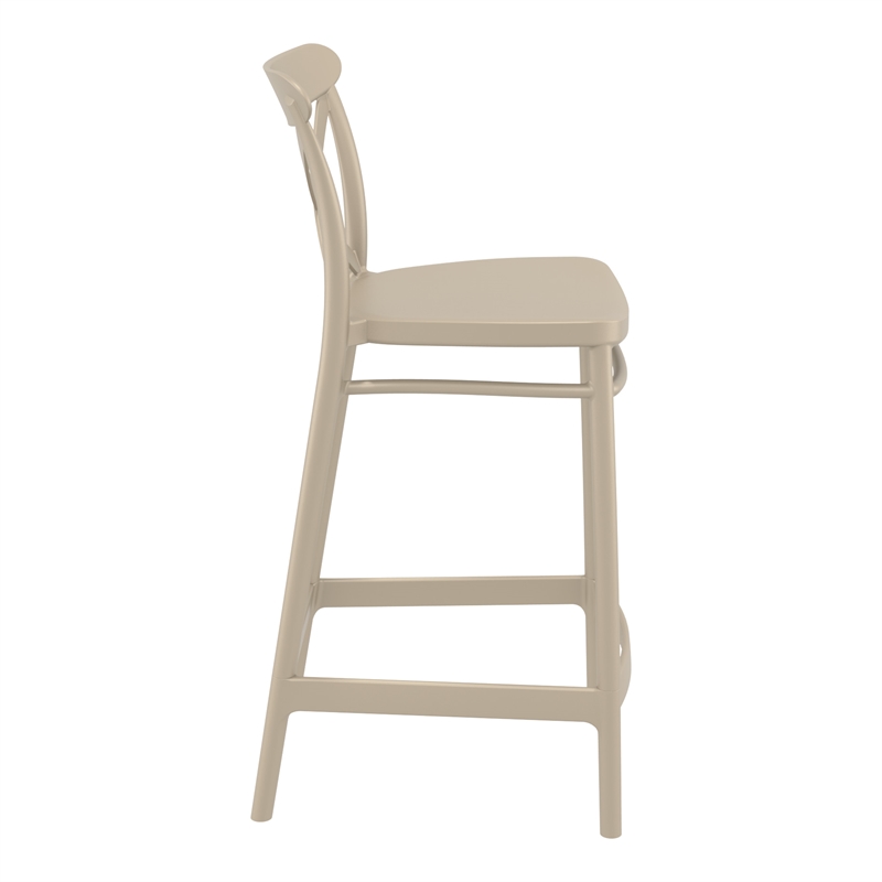 Home Square Cross Indoor Outdoor Counter Stool in Taupe - Set of 2
