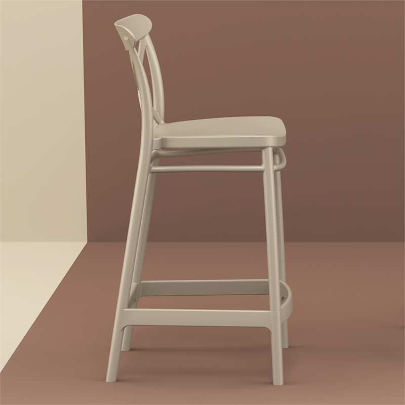 Home Square Cross Indoor Outdoor Counter Stool in Taupe - Set of 2