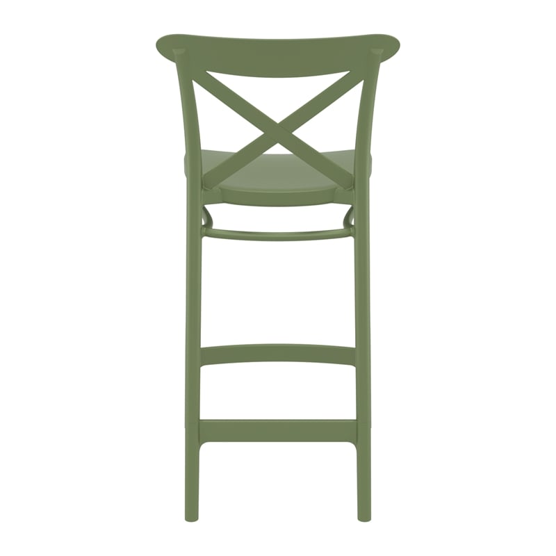 Home Square Cross Indoor Outdoor Counter Stool in Olive Green - Set of 2