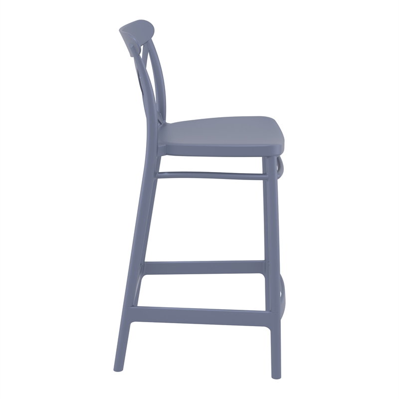 Home Square Cross Indoor Outdoor Counter Stool in Dark Gray - Set of 2