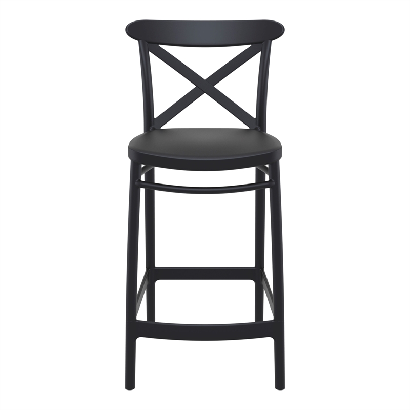 Home Square Cross Indoor Outdoor Counter Stool in Black - Set of 2