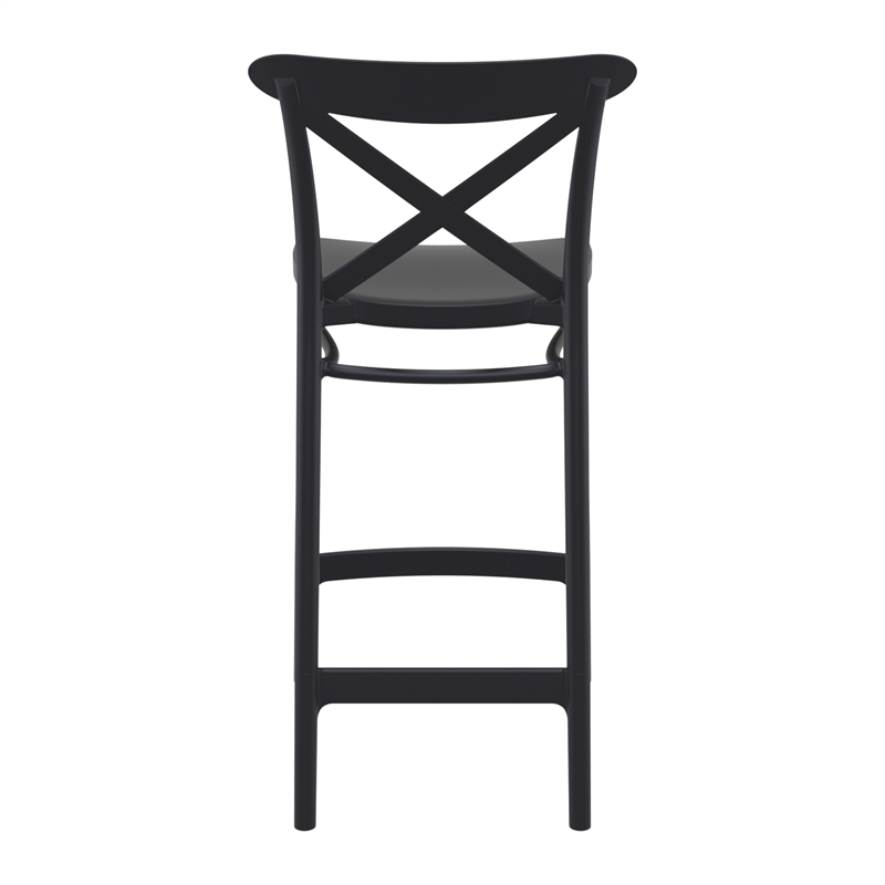 Home Square Cross Indoor Outdoor Counter Stool in Black - Set of 2