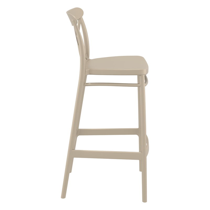 Home Square Cross Indoor Outdoor Bar Stool in Taupe - Set of 2
