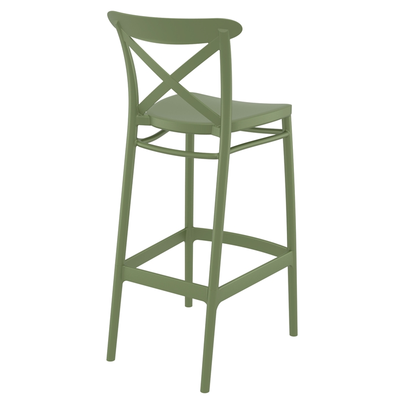 Home Square Cross Indoor Outdoor Bar Stool in Olive Green - Set of 2