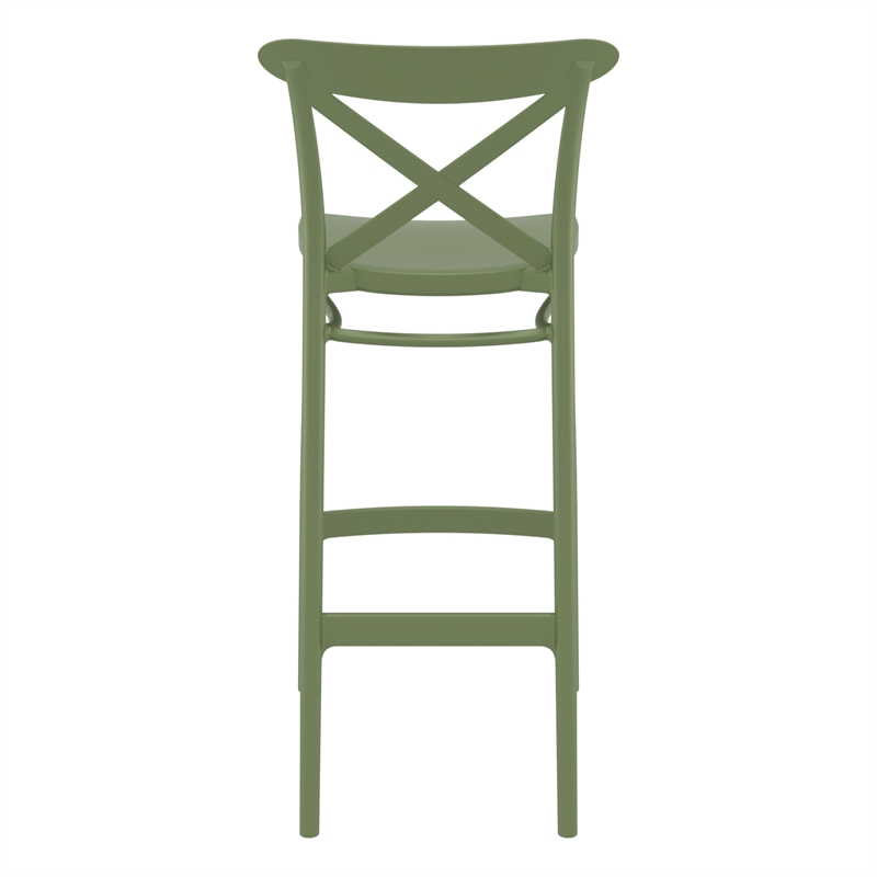 Home Square Cross Indoor Outdoor Bar Stool in Olive Green - Set of 2