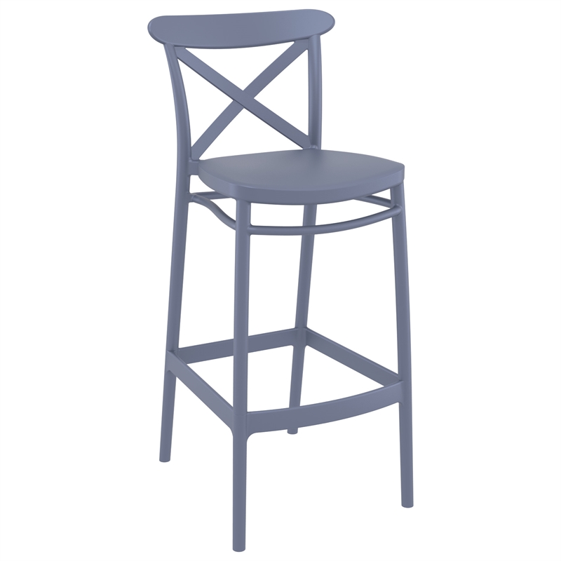Home Square Cross Indoor Outdoor Bar Stool in Dark Gray - Set of 2