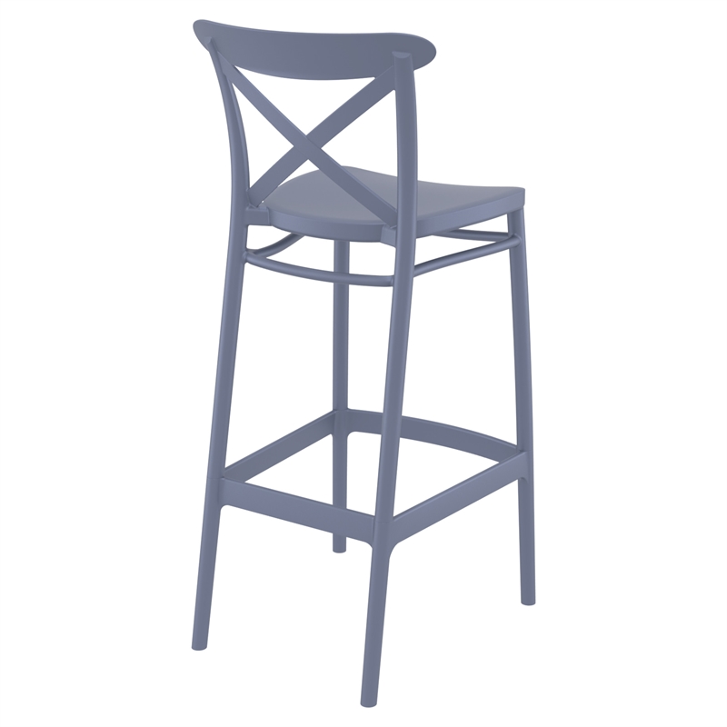 Home Square Cross Indoor Outdoor Bar Stool in Dark Gray - Set of 2