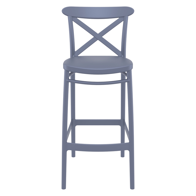 Home Square Cross Indoor Outdoor Bar Stool in Dark Gray - Set of 2