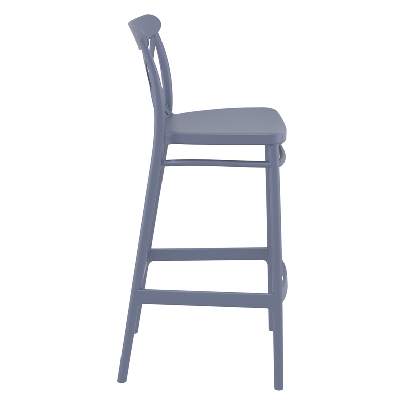 Home Square Cross Indoor Outdoor Bar Stool in Dark Gray - Set of 2