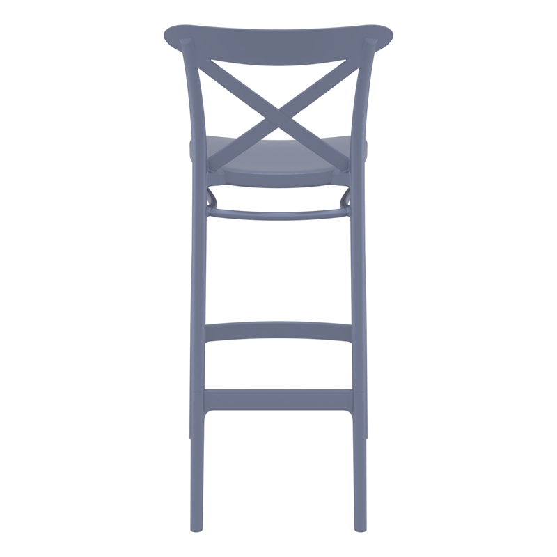 Home Square Cross Indoor Outdoor Bar Stool in Dark Gray - Set of 2