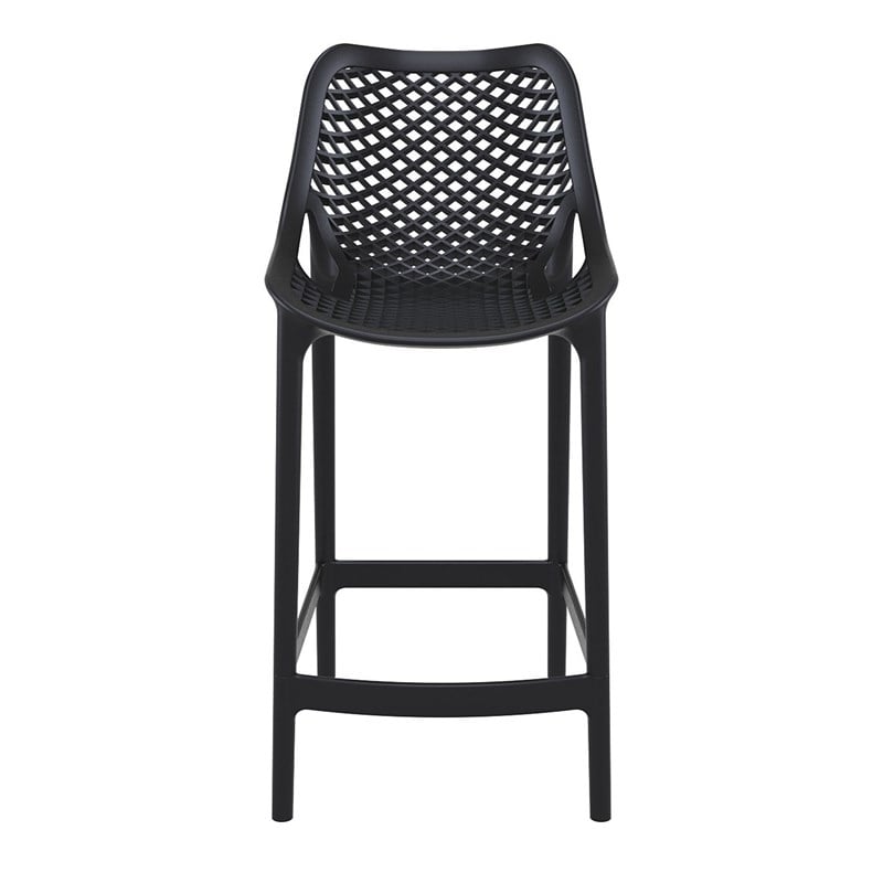 Home Square Patio Counter Stool in Black Finish - Set of 2