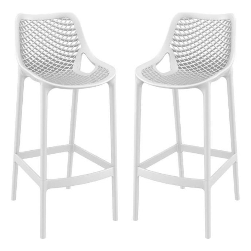 Home Square Polypropylene Patio Bar Stool in White - Set of 2