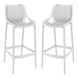 Home Square Polypropylene Patio Bar Stool in White - Set of 2