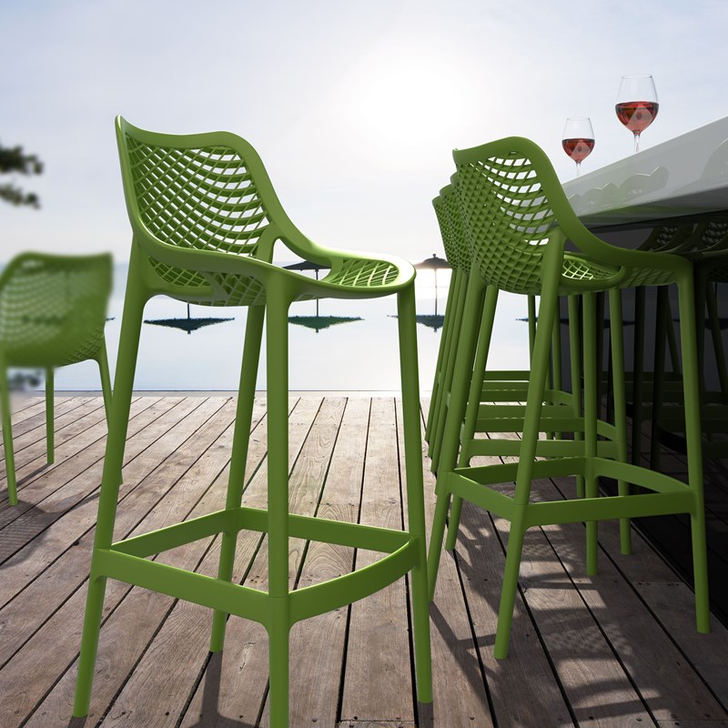 Home Square Patio Bar Stool in Tropical Green - Set of 2