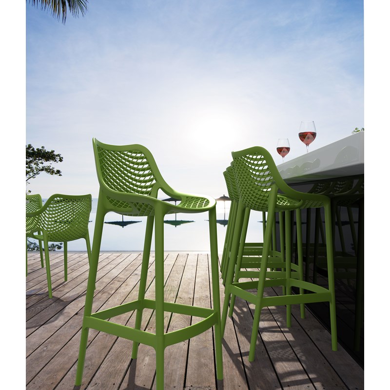 Home Square Patio Bar Stool in Tropical Green - Set of 2