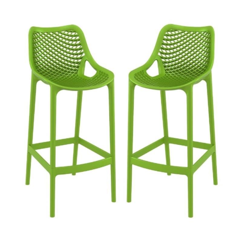 Home Square Patio Bar Stool in Tropical Green - Set of 2