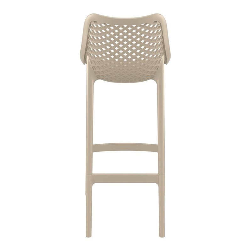 Home Square Polypropylene Patio Bar Stool in Taupe - Set of 2