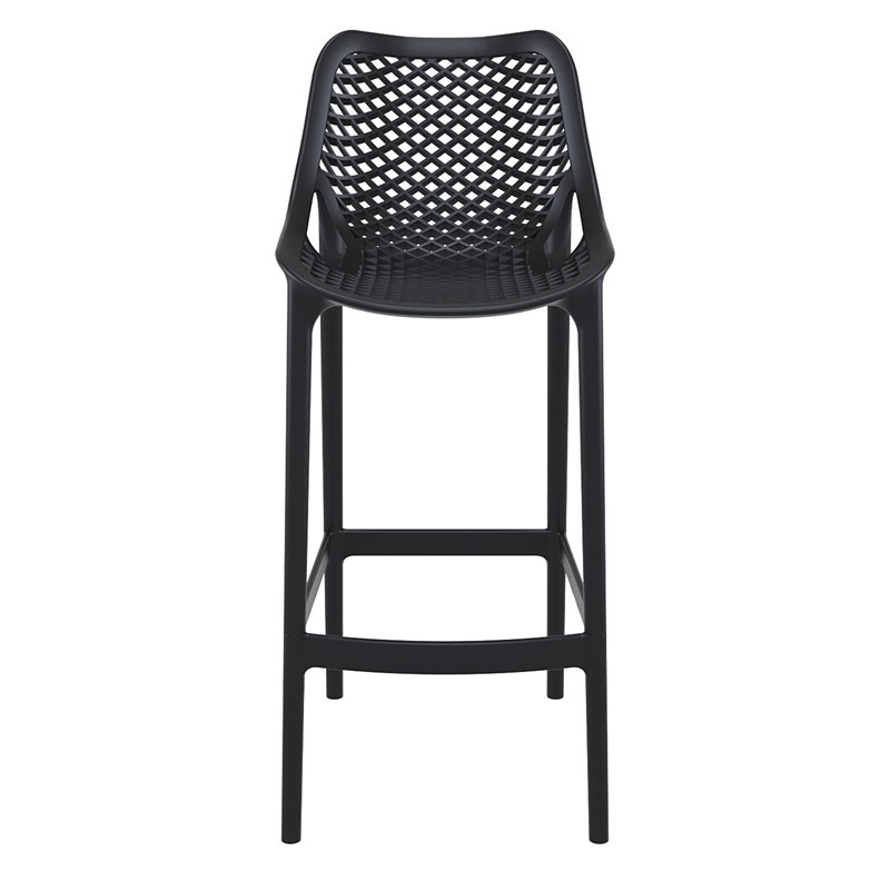 Home Square Polypropylene Patio Bar Stool in Black - Set of 2