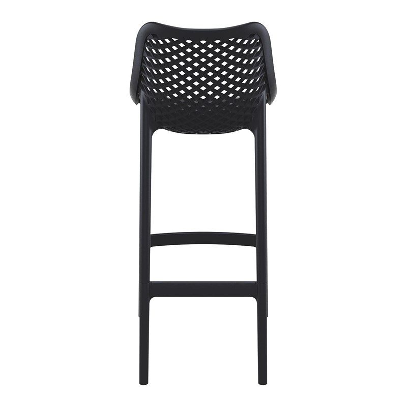 Home Square Polypropylene Patio Bar Stool in Black - Set of 2