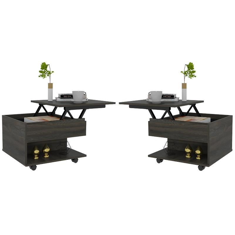 Home Square Furniture Luanda Lift Top Coffee Table in Espresso Carbon - Set of 2