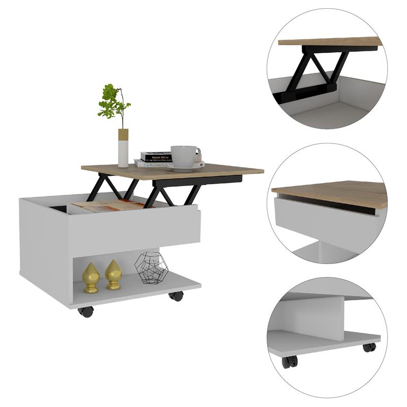 Home Square Furniture Luanda Lift Top Coffee Table in White - Set of 2