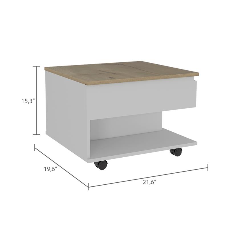 Home Square Furniture Luanda Lift Top Coffee Table in White - Set of 2
