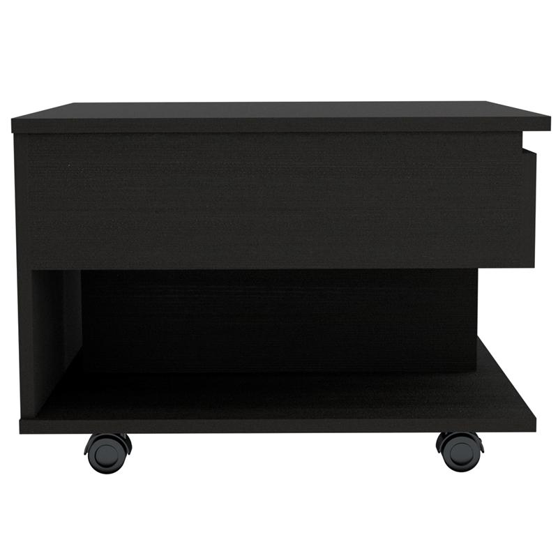 Home Square Luanda Lift Top Engineered Wood Coffee Table in Black - Set of 2