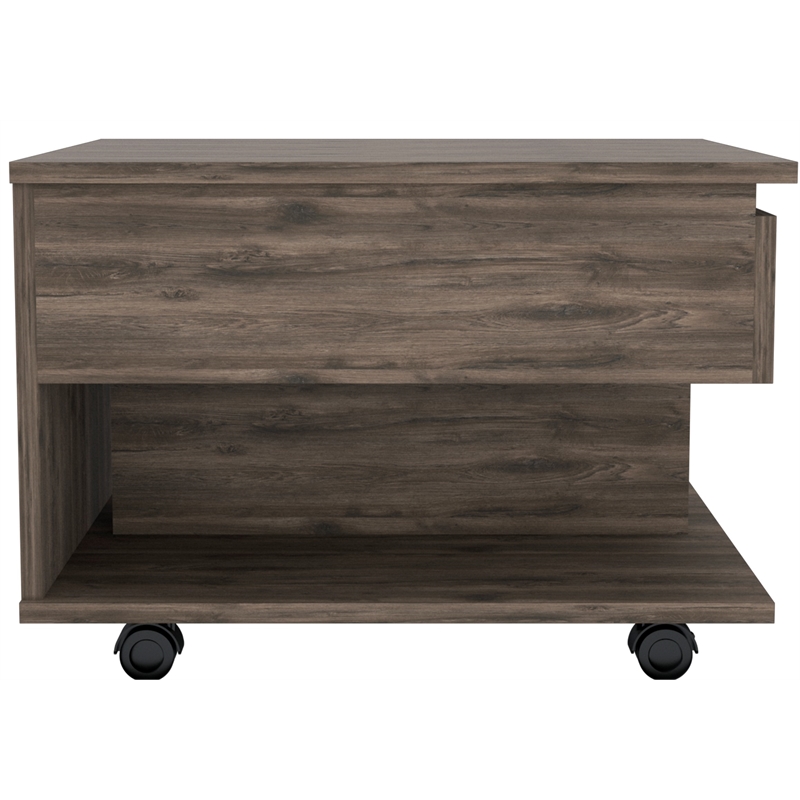 Home Square Luanda Lift Top Wood Coffee Table in Dark Brown - Set of 2