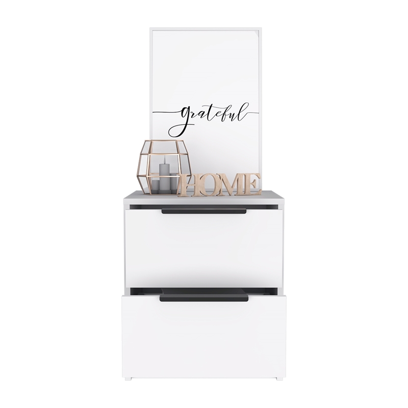 Home Square 2-Piece Set with 3 Drawers Dresser and Night Stand in White