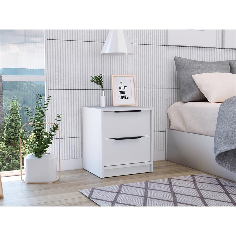 Home Square 2-Piece Set with 3 Drawers Dresser and Night Stand in White
