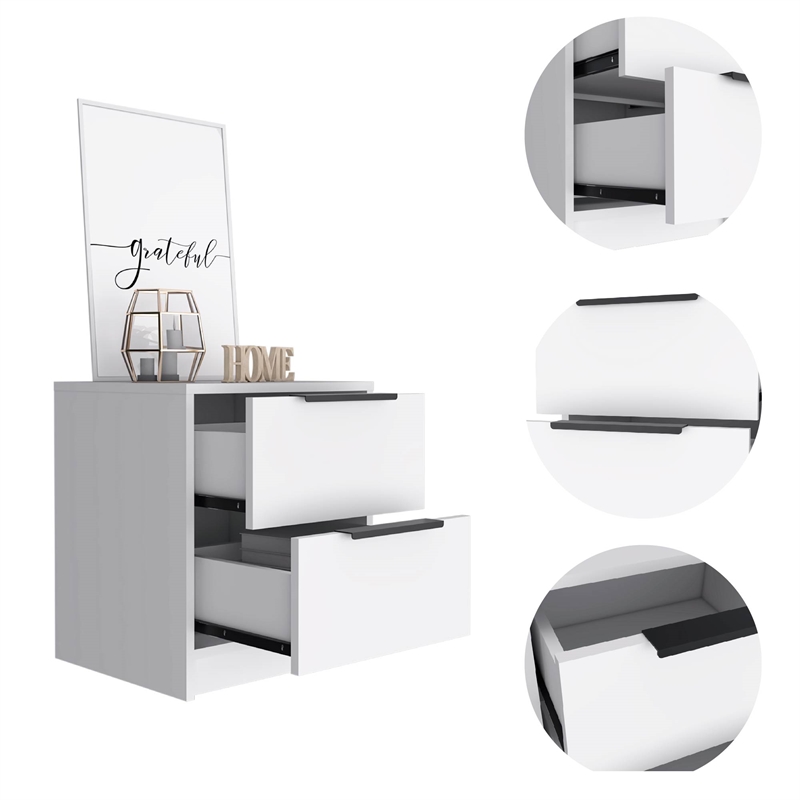 Home Square 2-Piece Set with 3 Drawers Dresser and Night Stand in White