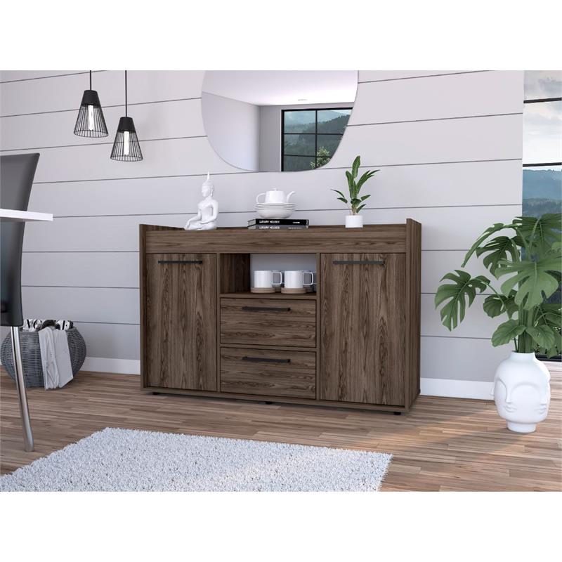 Home Square 2-Piece Set with Lyon Coffee Table & Sideboard in Dark Walnut