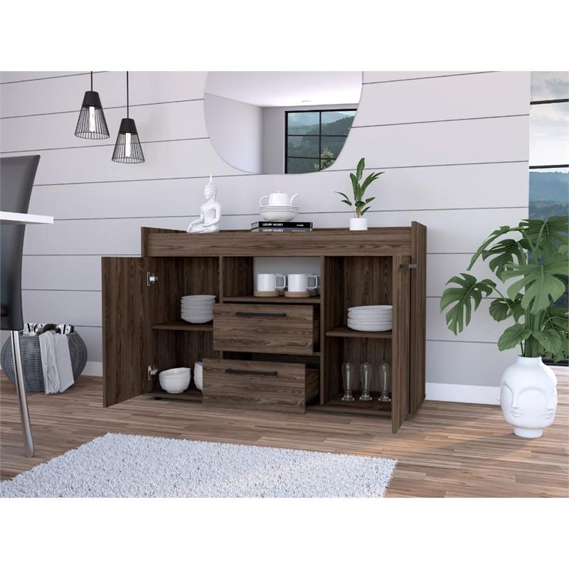 Home Square 2-Piece Set with Lyon Coffee Table & Sideboard in Dark Walnut