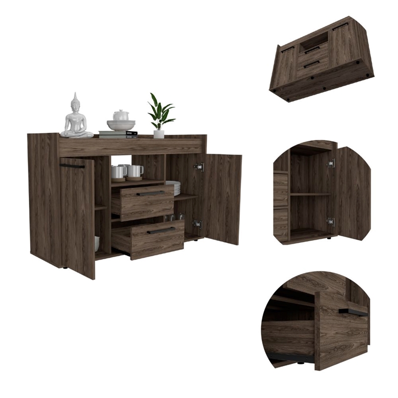 Home Square 2-Piece Set with Lyon Coffee Table & Sideboard in Dark Walnut