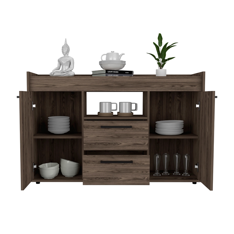Home Square 2-Piece Set with Lyon Coffee Table & Sideboard in Dark Walnut