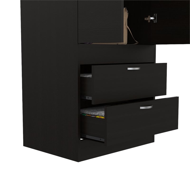 Home Square 3-Piece Set with 2 Armoires and Two Drawer Dresser in Black