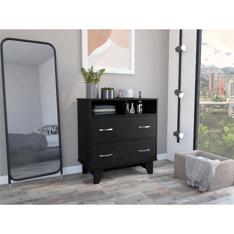Home Square 3-Piece Set with 2 Armoires and Two Drawer Dresser in Black