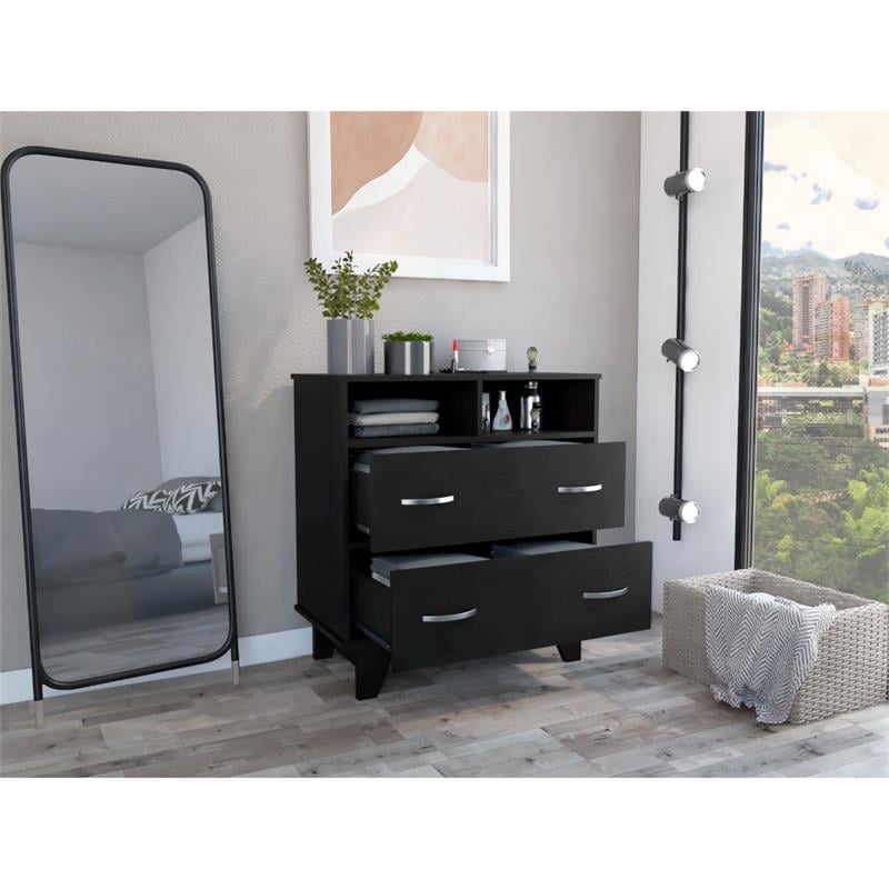 Home Square 3-Piece Set with 2 Armoires and Two Drawer Dresser in Black